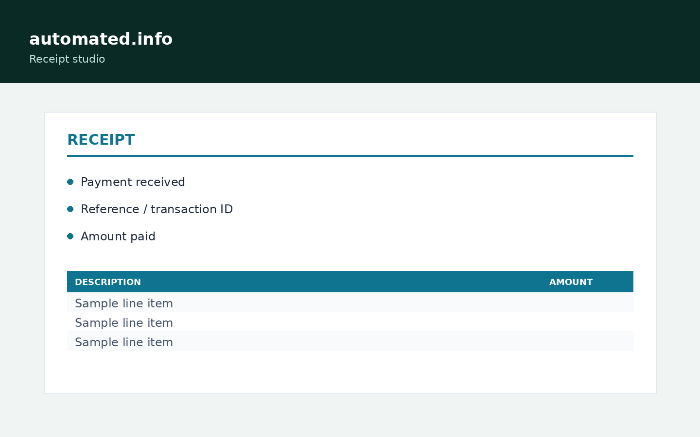 Create payment receipt PDFs in your browser - example output